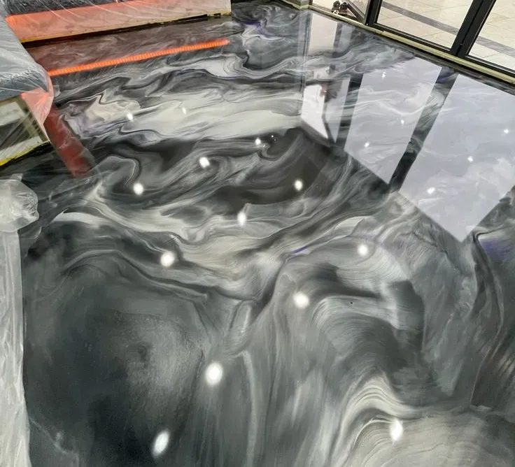 Metallic and marble effect epoxy finish