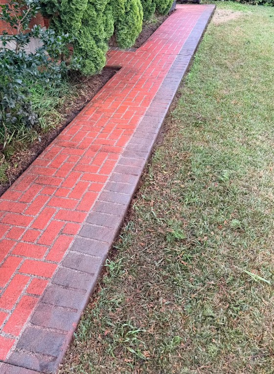 Front pathway before sealing, original red finish