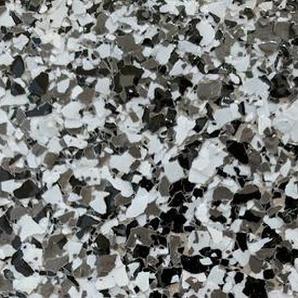 ASH GREY flake epoxy floor on Lightbox Grey base coat