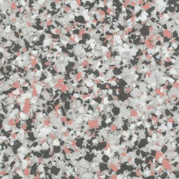 TERRACOTTA MARBLE LARGE flake epoxy floor on Lightbox Grey base coat